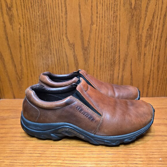 Merrell Jungle Moc Leather Mahogany Brown Slip On Shoes Loafers Size 9 - Picture 2 of 10